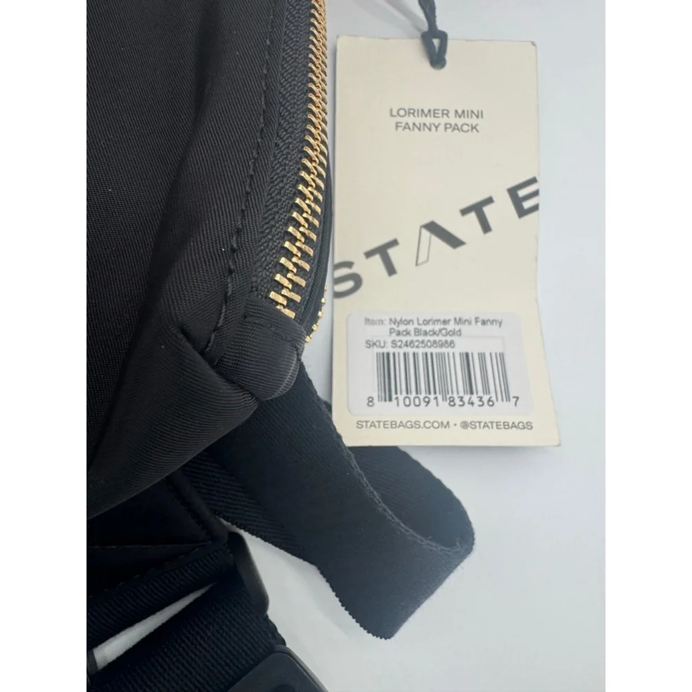 STATE Lorimer Mini Fanny Pack Black Gold Belt Bag NWT - Picture 4 of 4